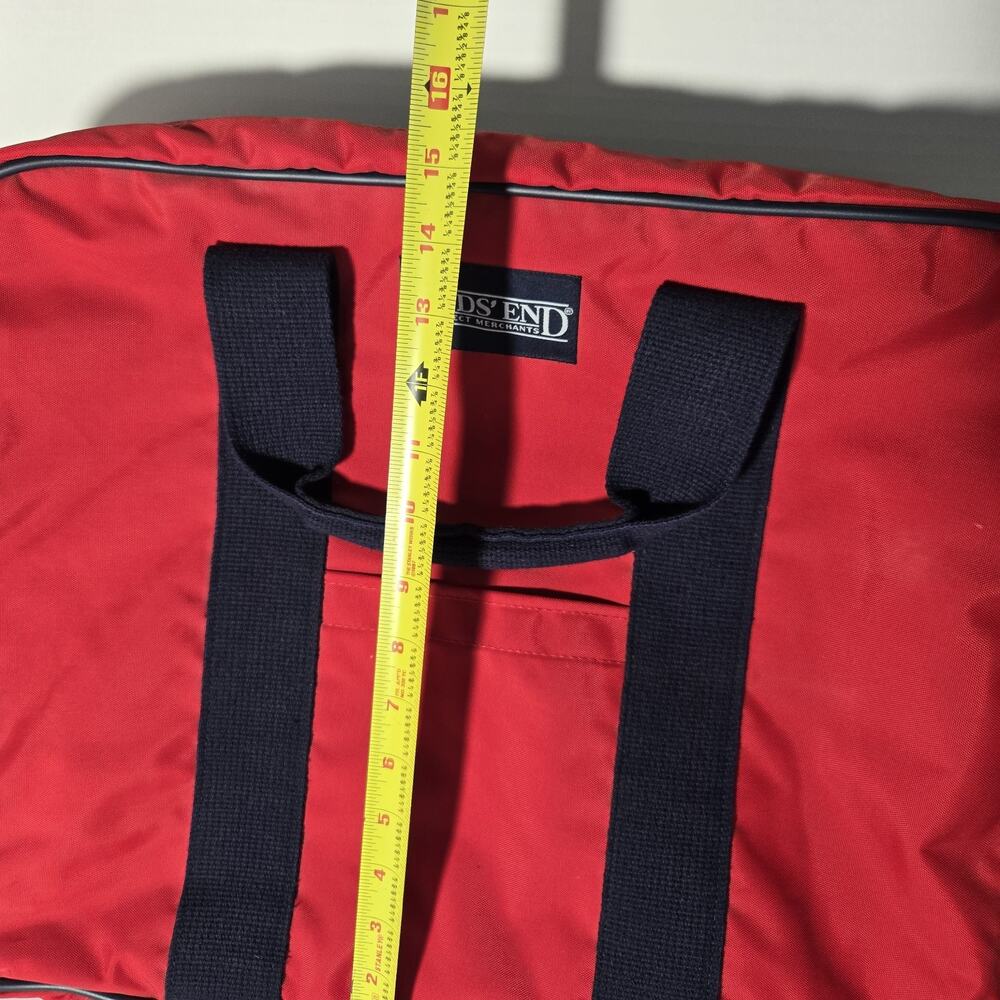 VTG Lands End Lighthouse Shoulder Bag Travel Suitcase Red Navy Blue Made in USA - Picture 13 of 14